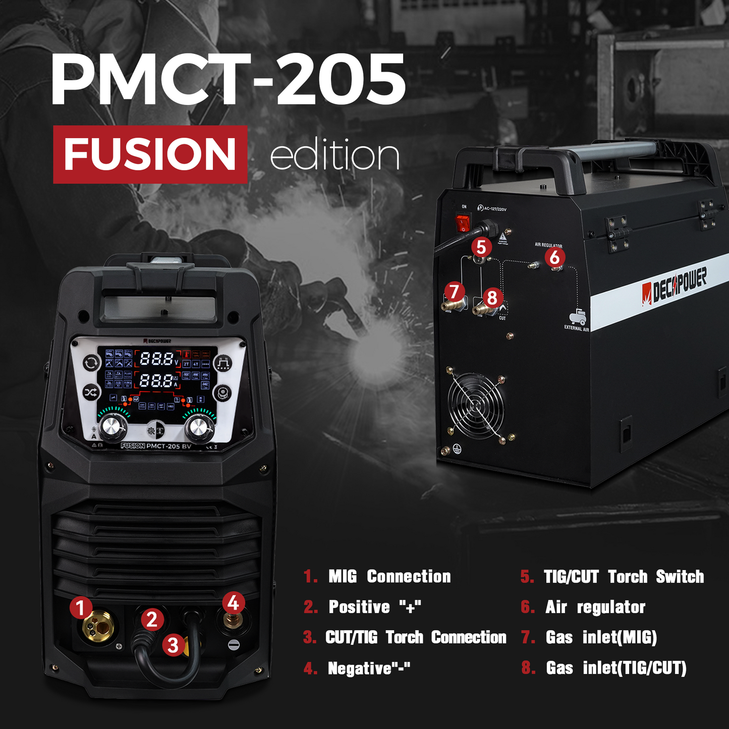 FUSION PMCT-205 6 IN 1 WELDER & CUTTER IN ONE MACHINE(220V EU PLUG)