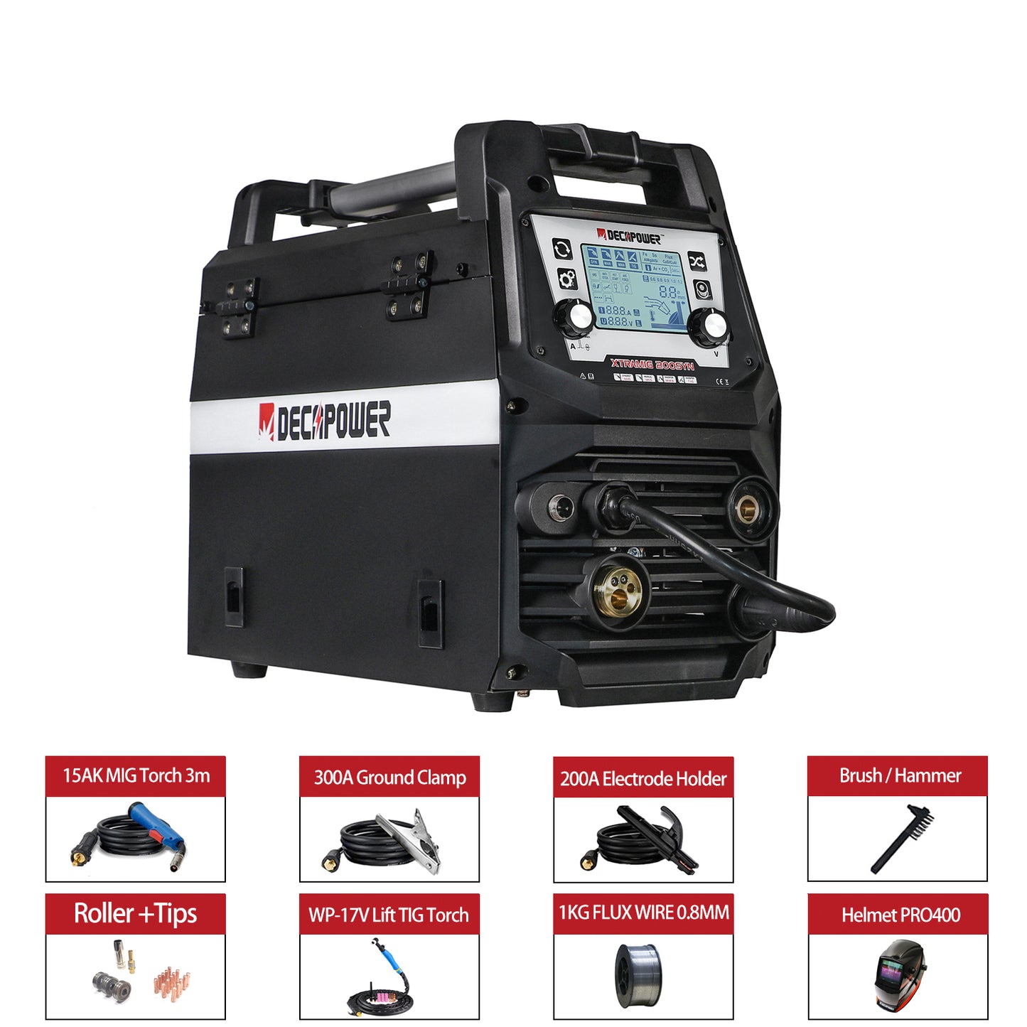 XTRAMIG 200Amps Multi Process Synergy MIG Welder 4 in 1(EU PLUG / 220V)