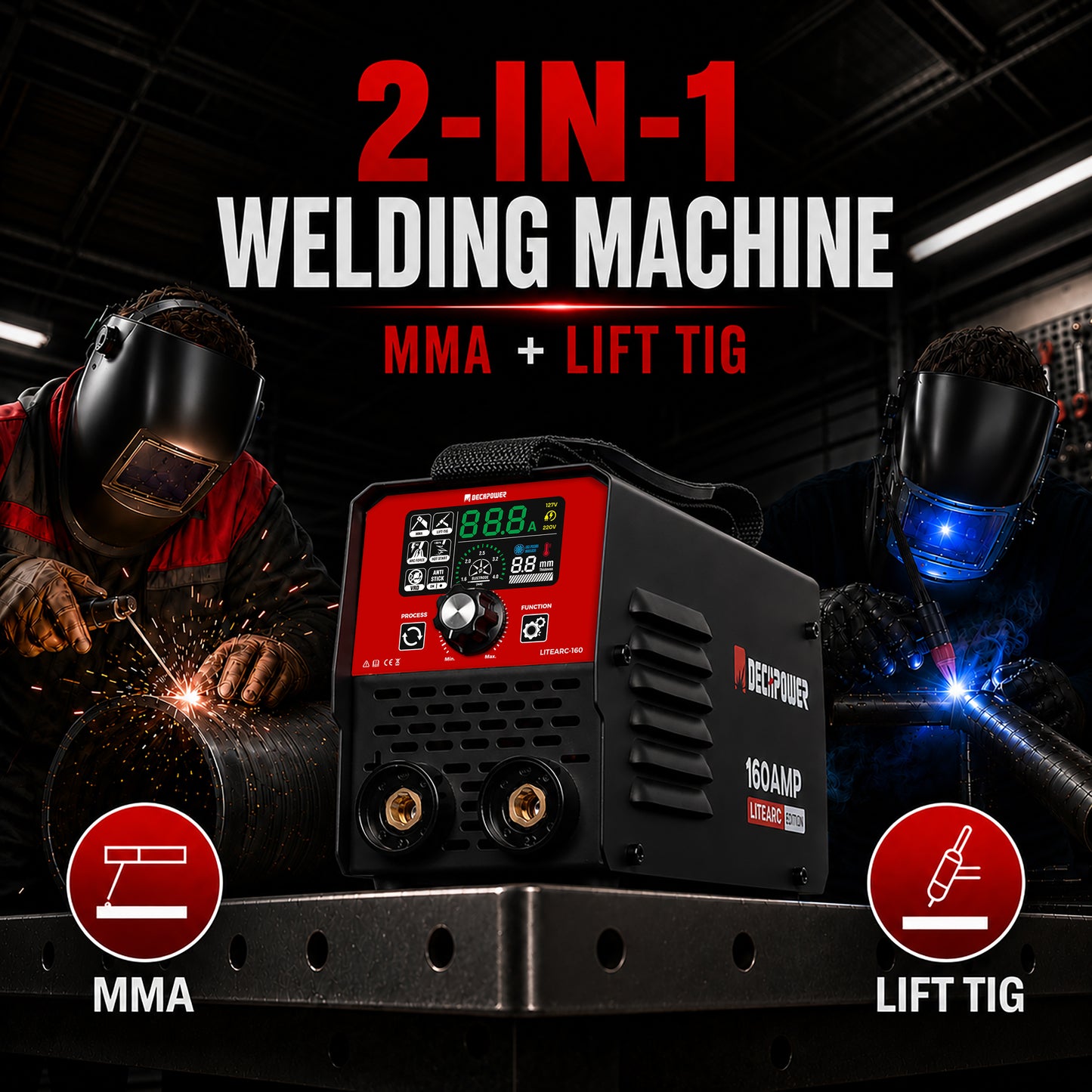 MINI MMA (LITEARC) INVERTER STICK PORTABLE WELDING MACHINE With automatic start-stop fan (220 V / EU PLUG)