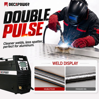 ULTRAMIG-230 welding demonstration with Double-Pulse MIG and standard MIG weld bead comparison
