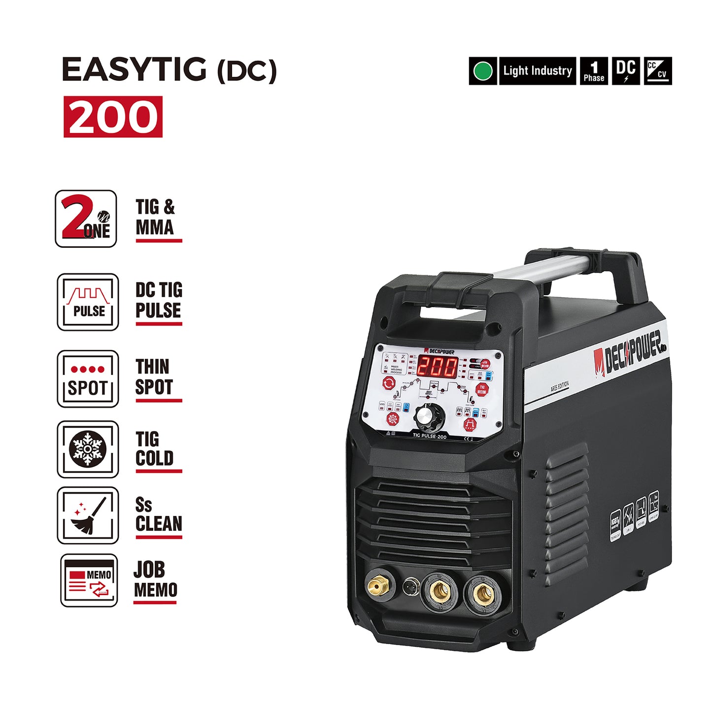 EASYTIG 200 DC Pulse TIG, TIG à froid, TIG multi-fonction Ss Clean (220V)