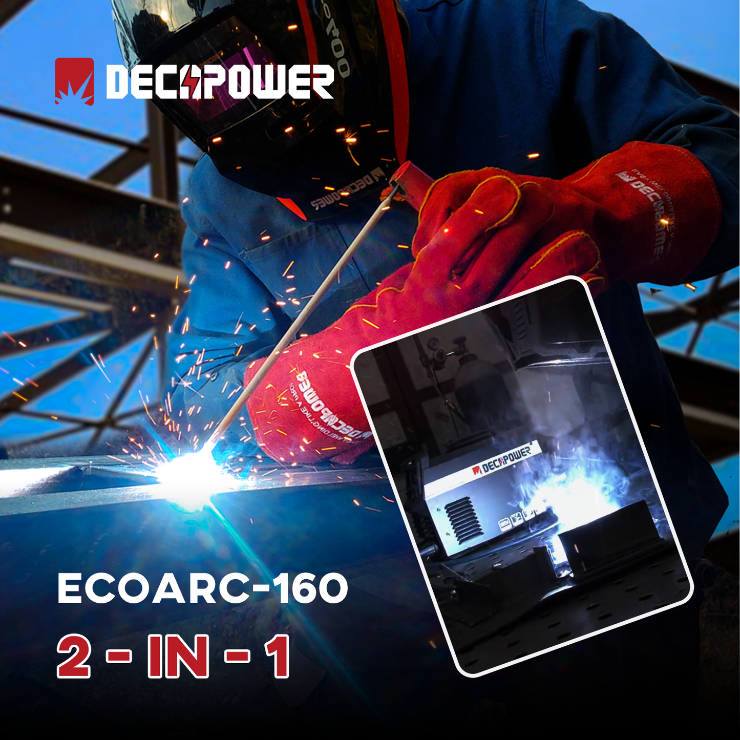 ECOARC 160/200Amps Arc inveter Stick MMA LIFT TIG 2 IN 1 Welding Machine (EU PLUG / 220V)