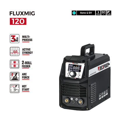 FLUXMIG-120 Flux Core Gasless/Lift TIG/Stick 3-in-1 MIG Welder(EU PLUG / 220V)