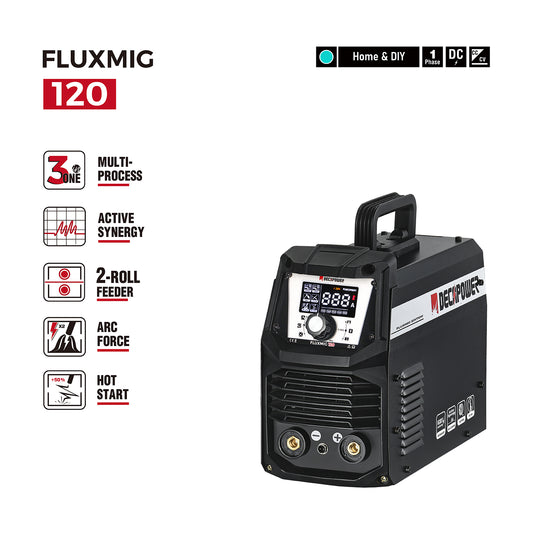 FLUXMIG-120 Flux Core Gasless/Lift TIG/Stick 3-in-1 MIG Welder(EU PLUG / 220V)