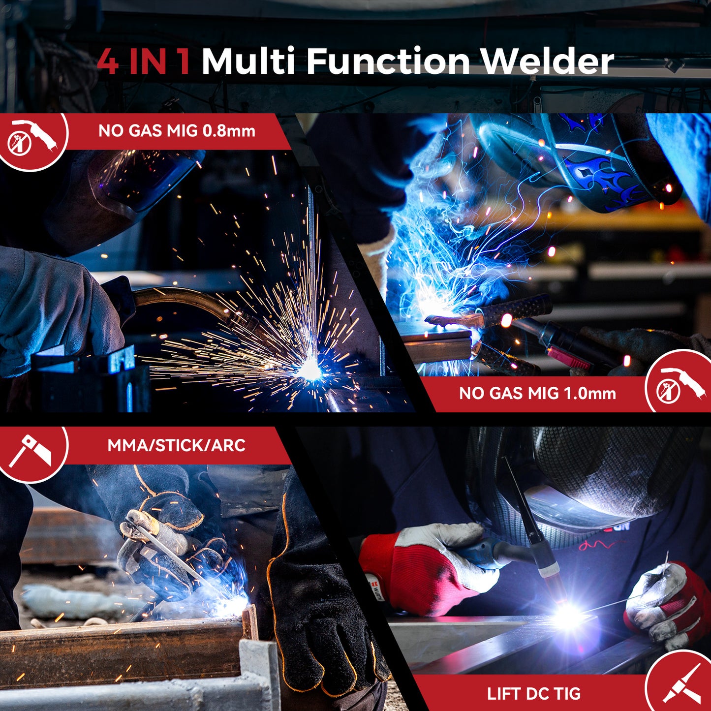 FLUXMIG-120 Flux Core Gasless/Lift TIG/Stick 3-in-1 MIG Welder(EU PLUG / 220V)